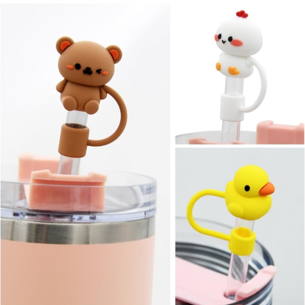 New! Meitesti 5 Pc. Silicone Animal Straw Covers